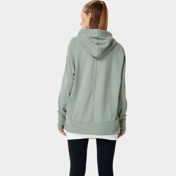 Sweaty Betty Liberate Luxe Fleece Hoodie green mist size 8 medium - Picture 4 of 10